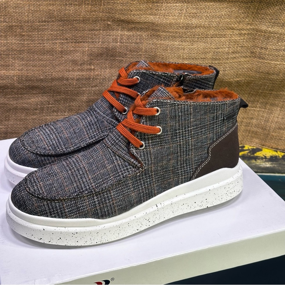 Romika Helsinki 02 brown & orange plaid high hi‎ top sneakers boots size 8